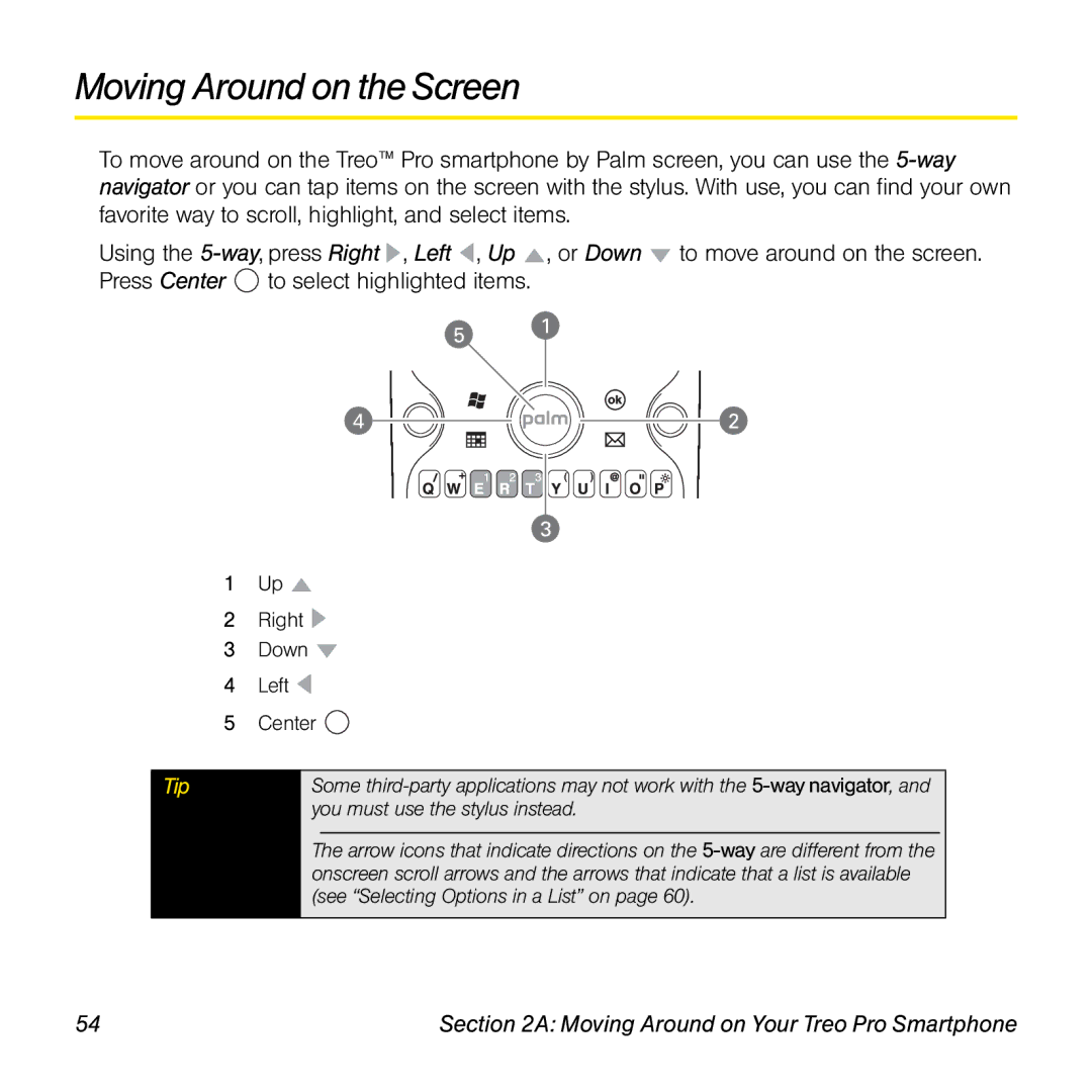 Palm TREOPROBLKSPT manual Moving Around on the Screen 