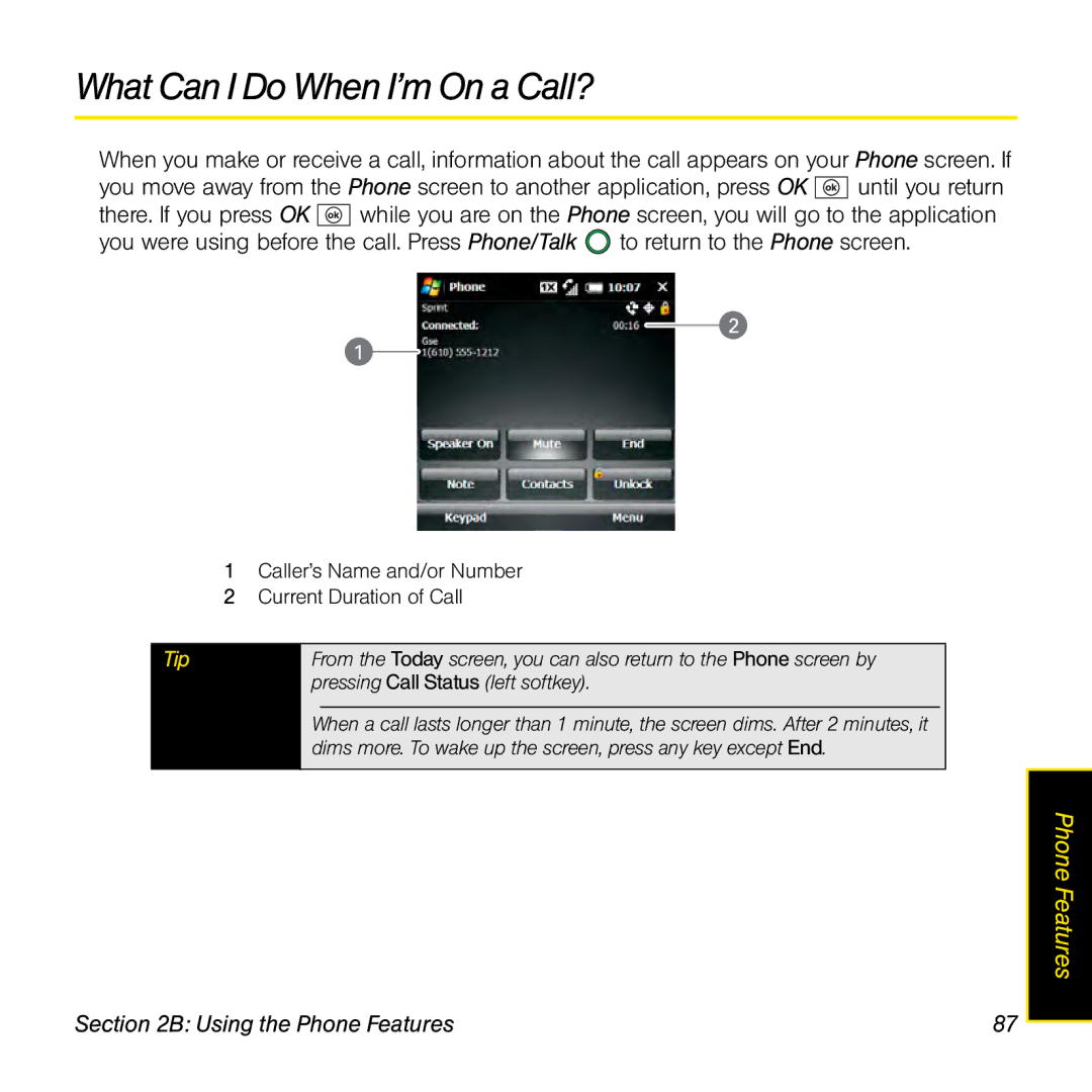 Palm TREOPROBLKSPT manual What Can I Do When I’m On a Call? 