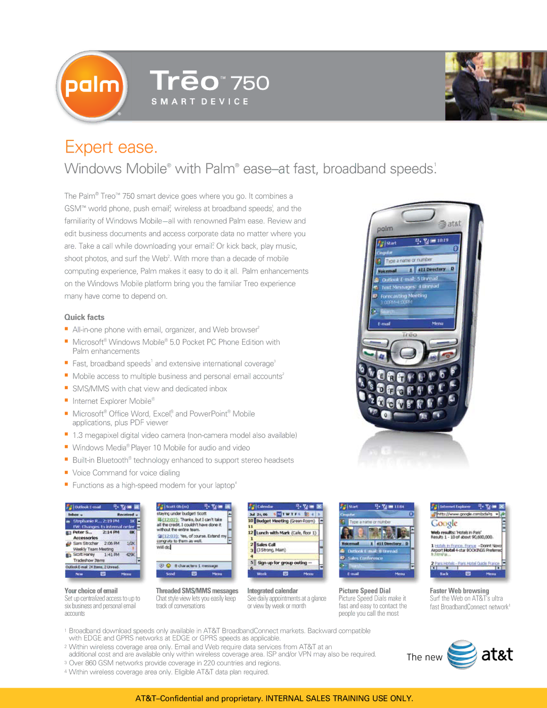 Palm TreoTM 750 manual Expert ease, Quick facts 