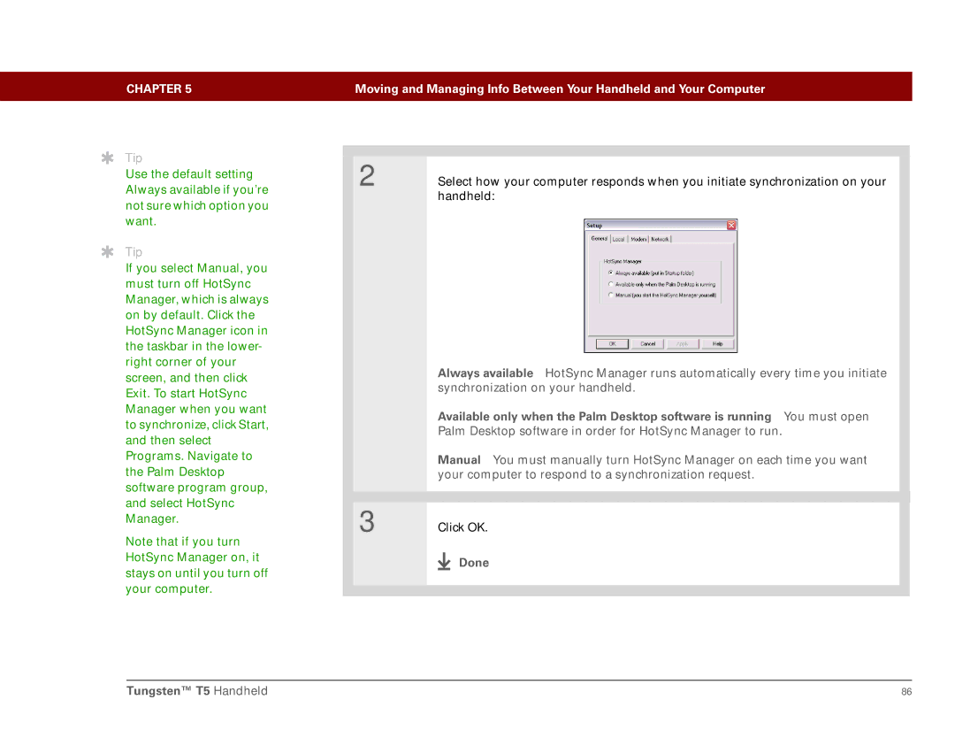 Palm Tungsten T5 manual Click OK 