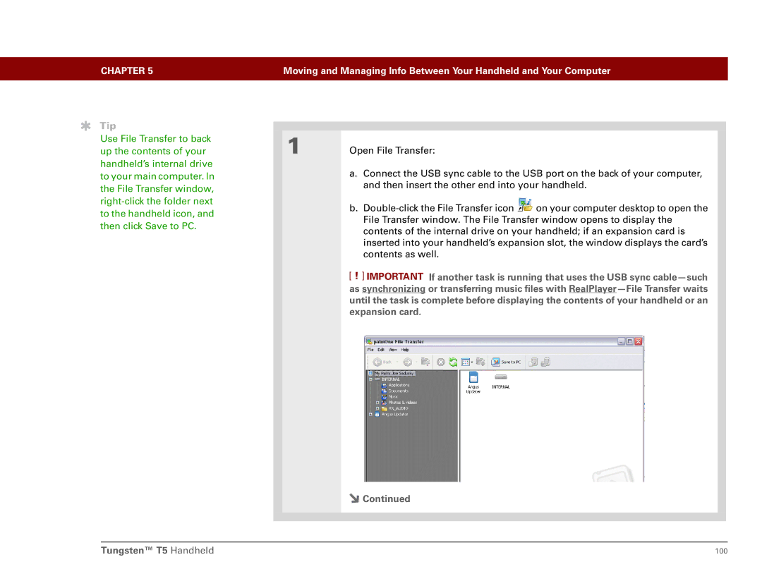 Palm Tungsten T5 manual Then click Save to PC, Contents as well 