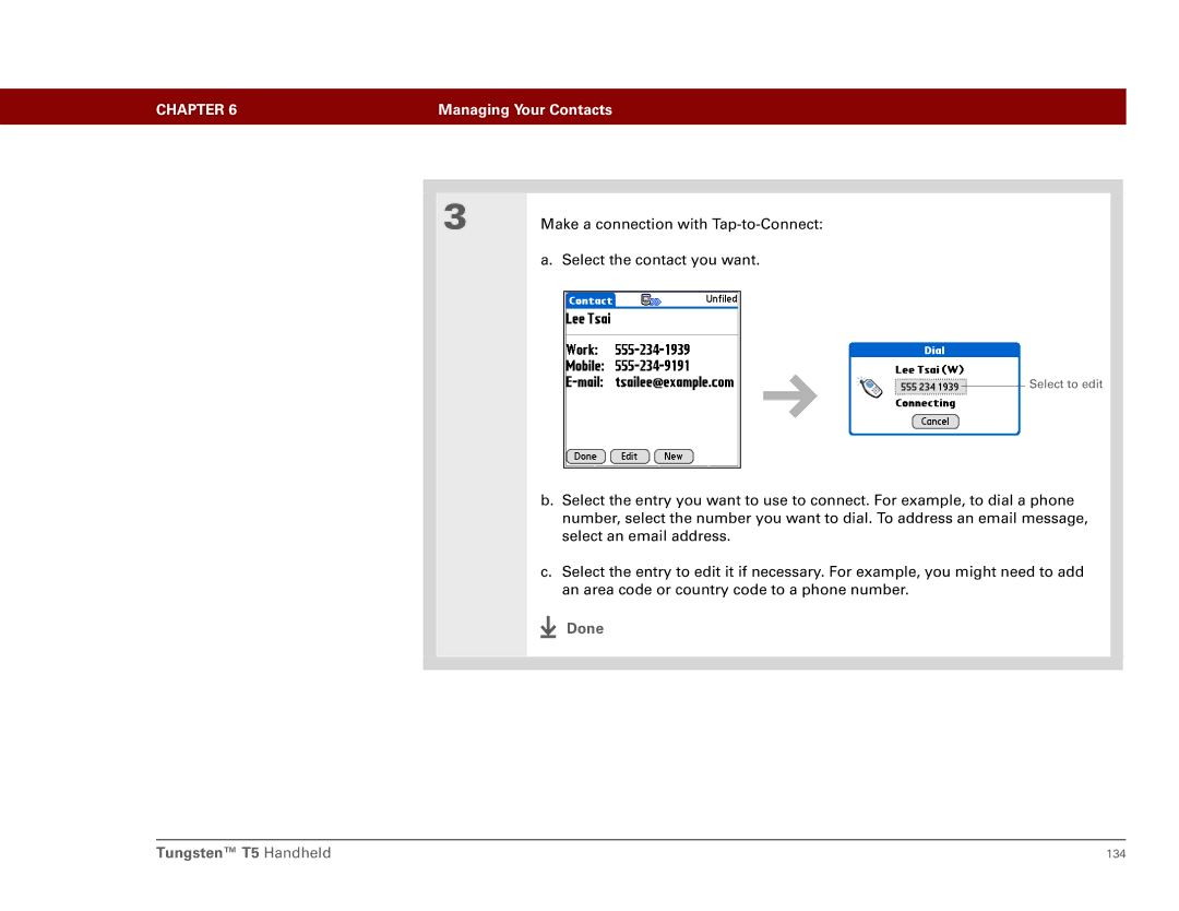 Palm Tungsten T5 manual Make a connection with Tap-to-Connect 