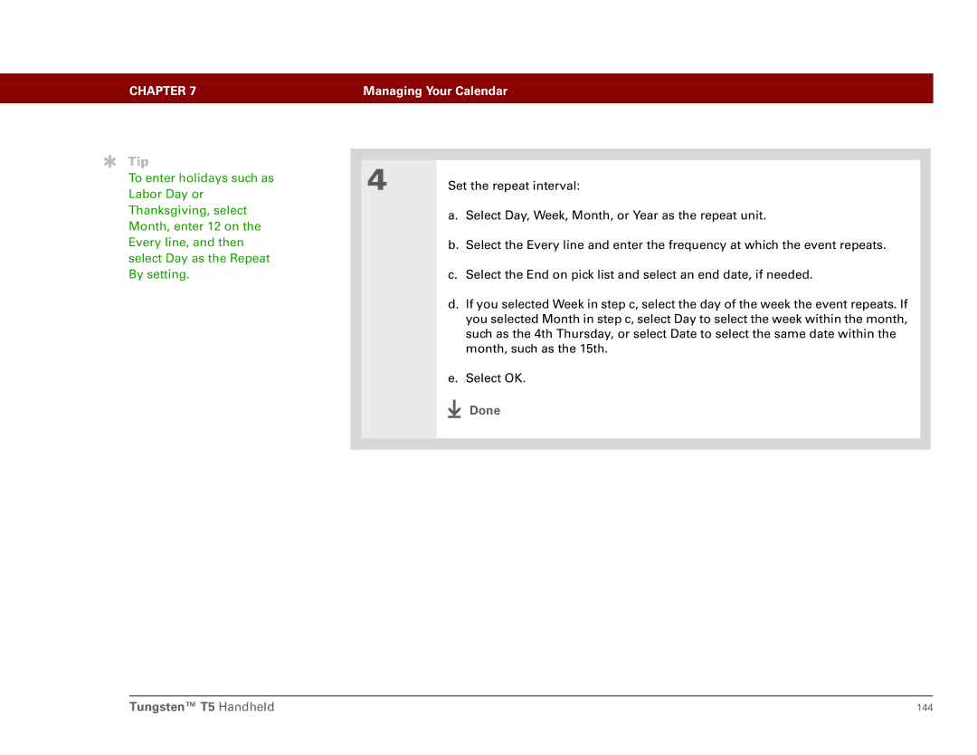 Palm Tungsten T5 manual 144 