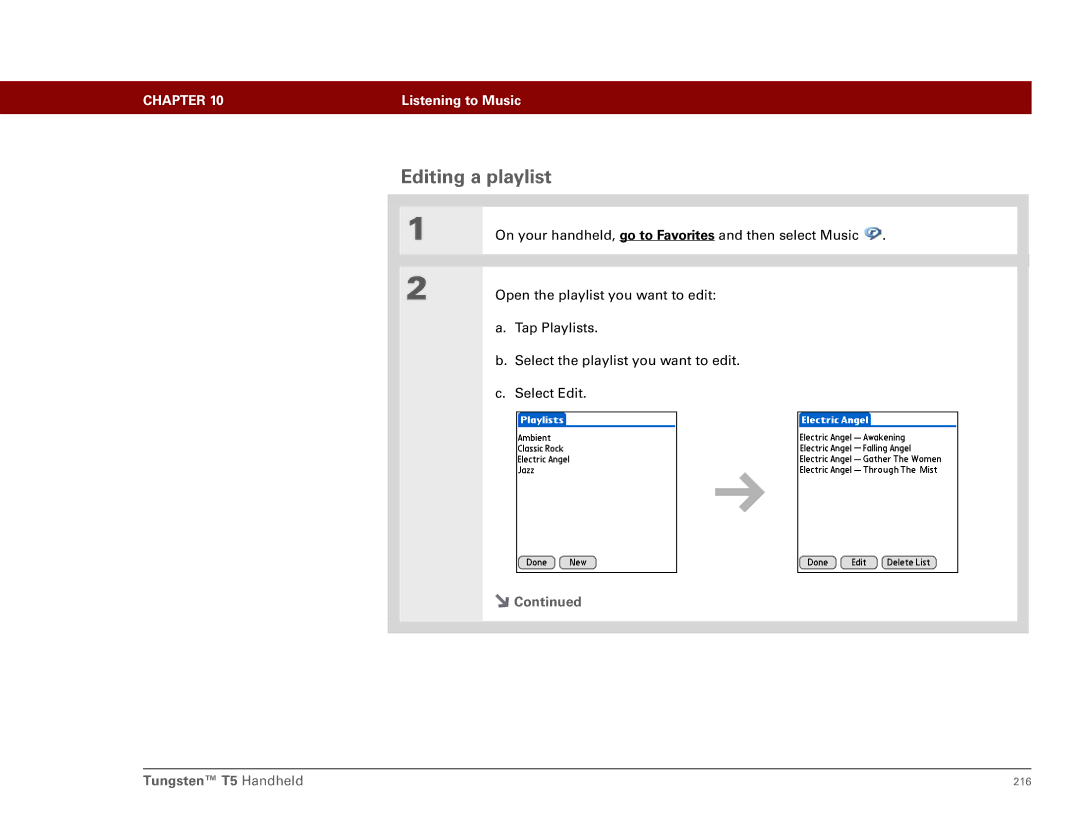 Palm Tungsten T5 manual Editing a playlist 