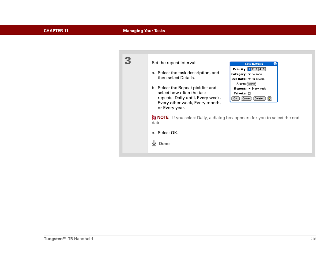 Palm Tungsten T5 manual Select the task description 