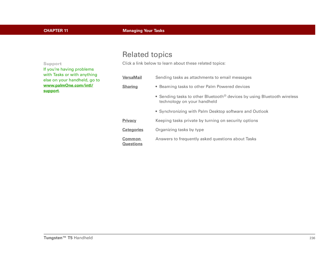 Palm Tungsten T5 manual Sending tasks as attachments to email messages 