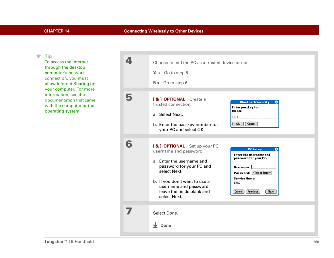 Palm Tungsten T5 manual Optional Create a trusted connection 