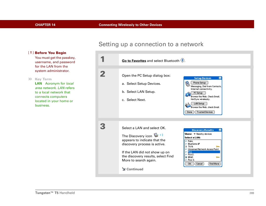 Palm Tungsten T5 manual Setting up a connection to a network 