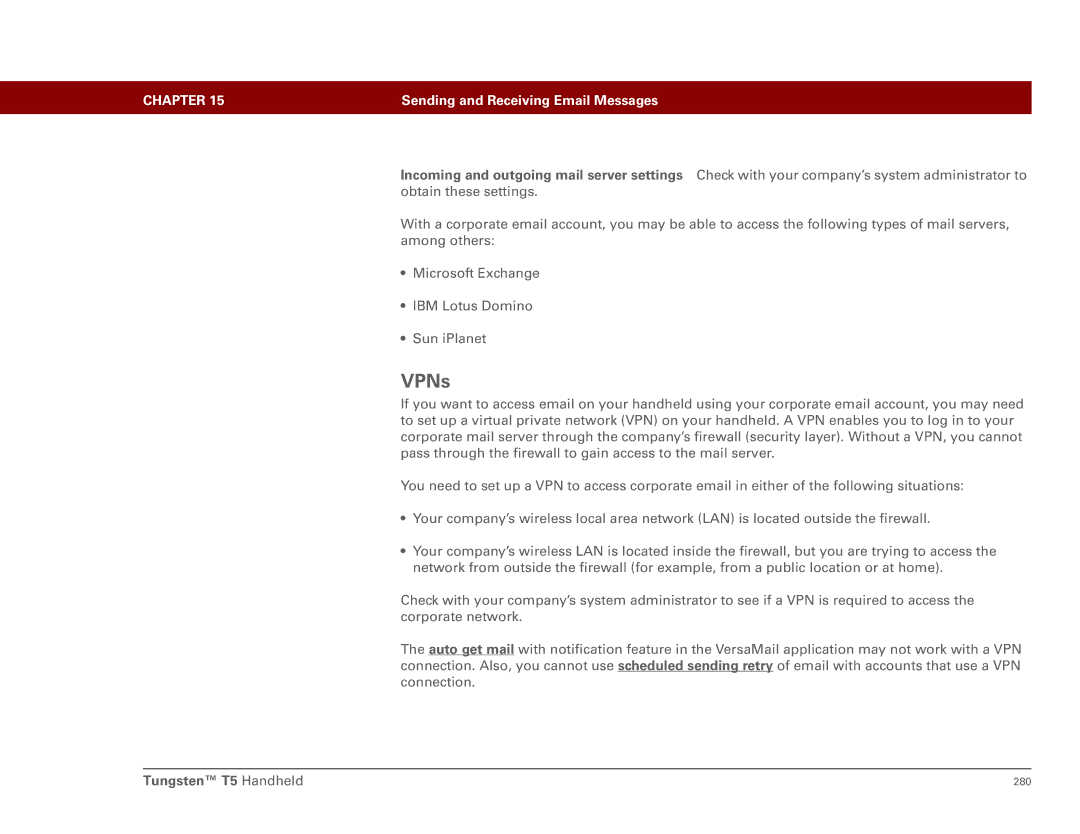 Palm Tungsten T5 manual VPNs 