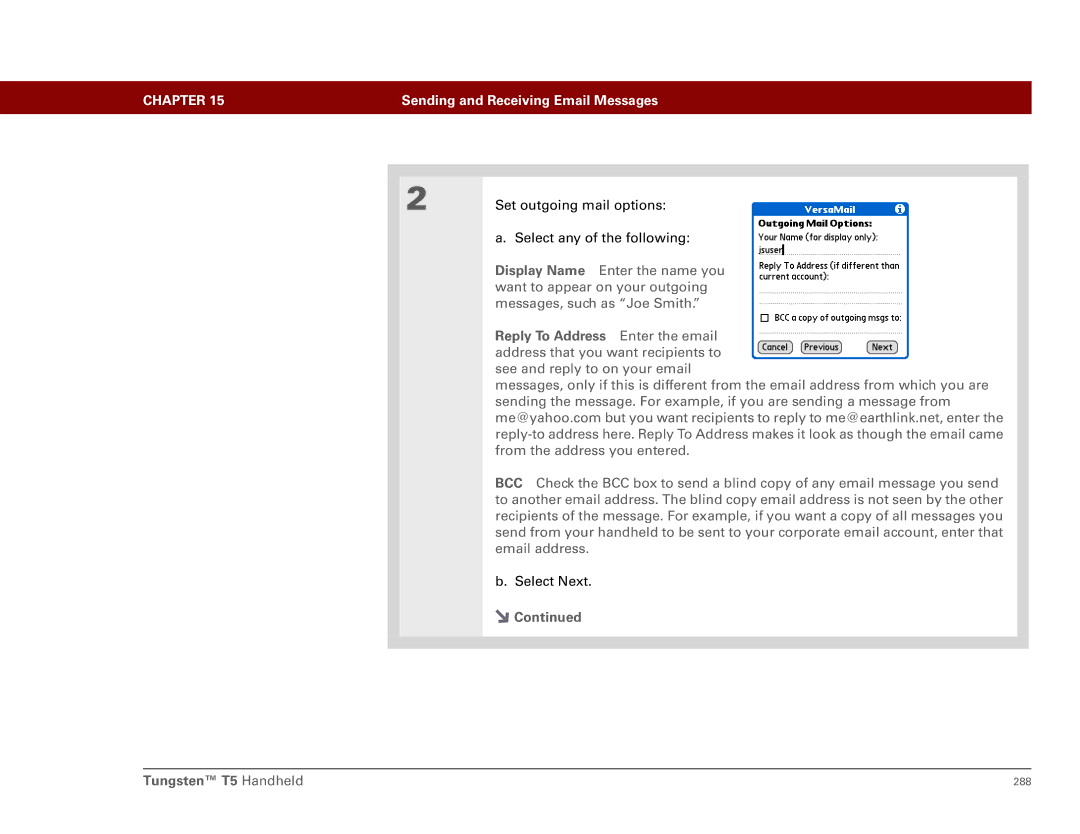 Palm Tungsten T5 manual Set outgoing mail options 