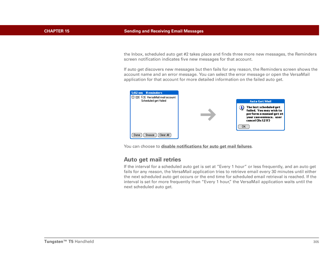 Palm Tungsten T5 manual Auto get mail retries 