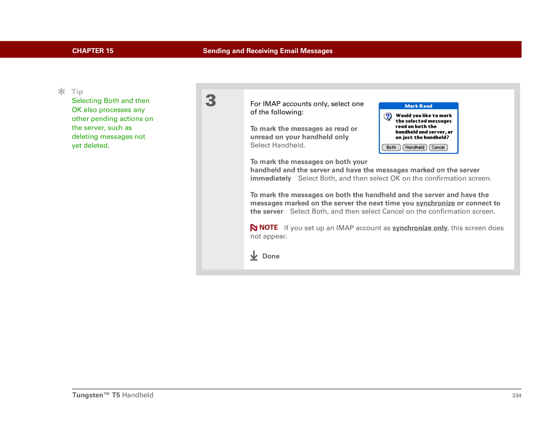 Palm Tungsten T5 manual To mark the messages as read or, Unread on your handheld only 