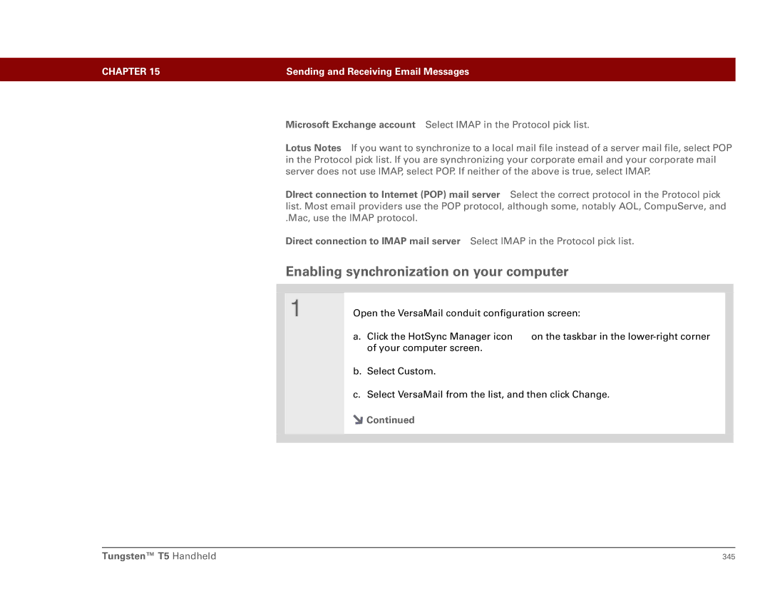 Palm Tungsten T5 manual Enabling synchronization on your computer 