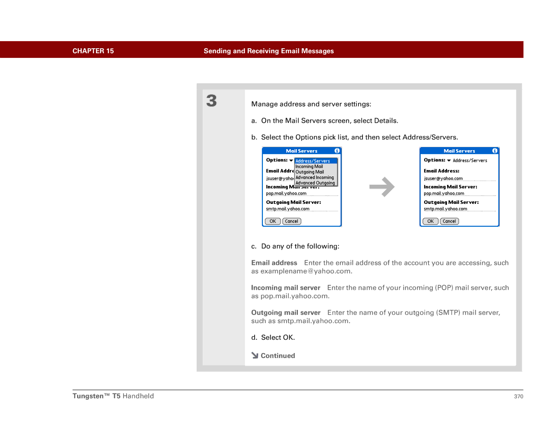 Palm Tungsten T5 manual Manage address and server settings 