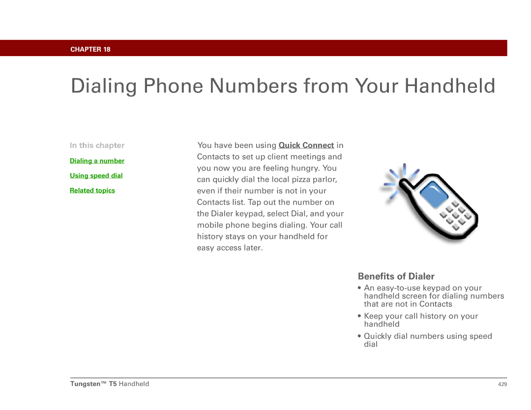 Palm Tungsten T5 manual Dialing Phone Numbers from Your Handheld, Benefits of Dialer 