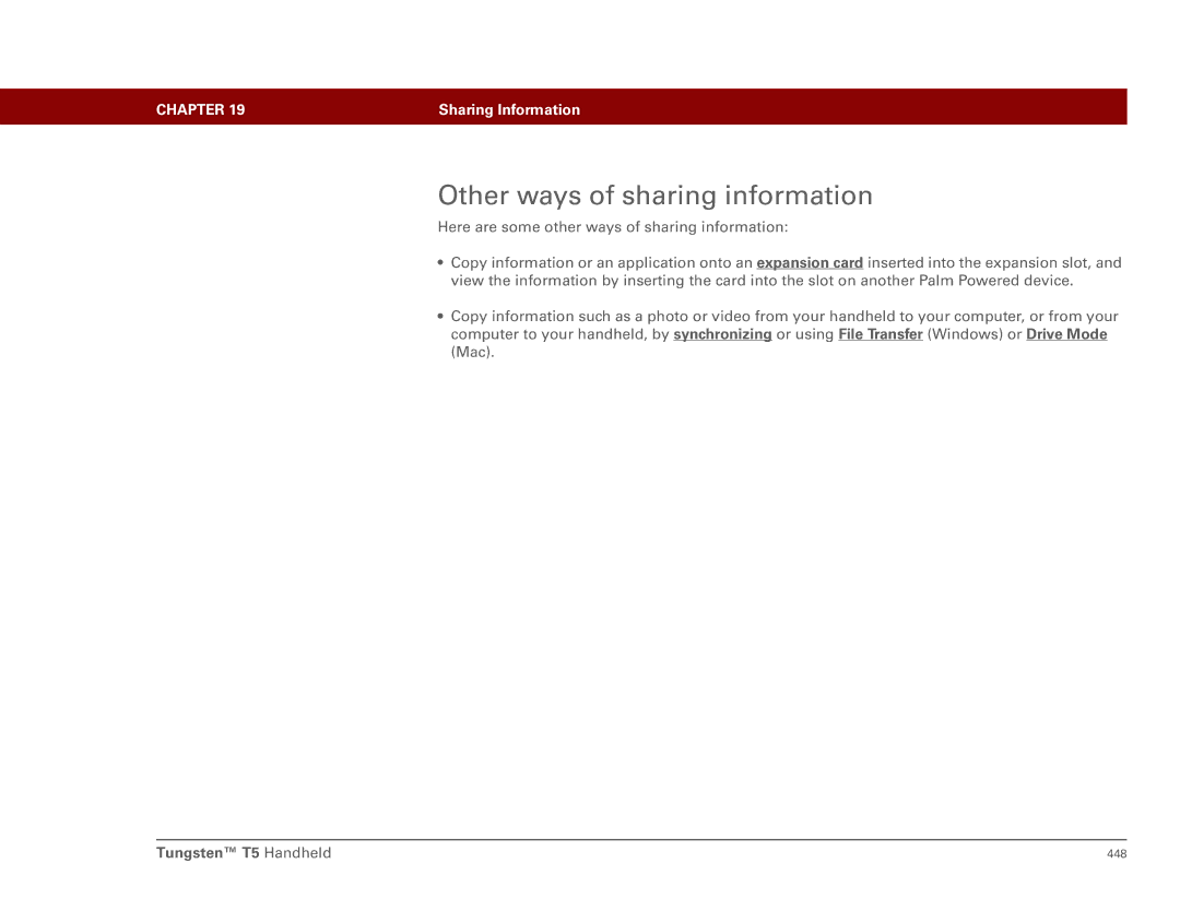 Palm Tungsten T5 manual Other ways of sharing information 