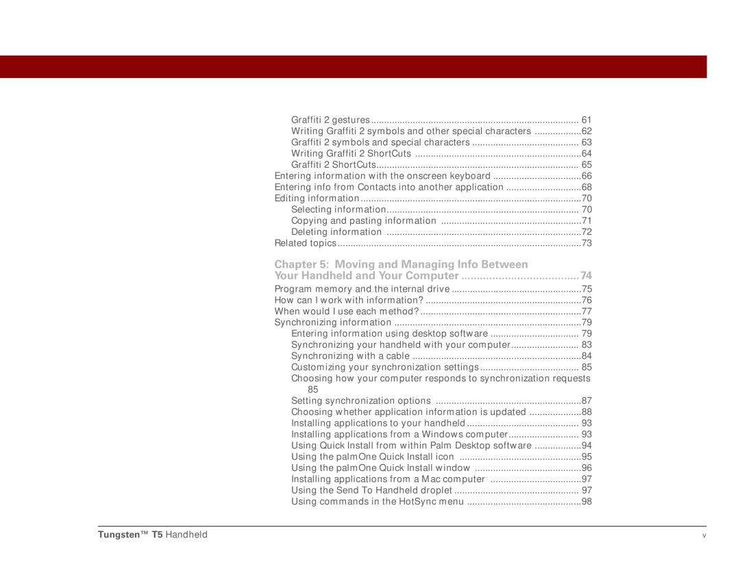 Palm Tungsten T5 manual Copying and pasting information 