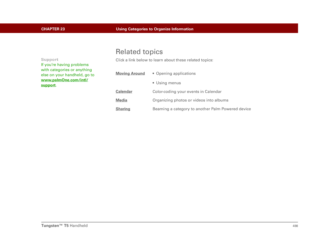 Palm Tungsten T5 manual Related topics, Media 