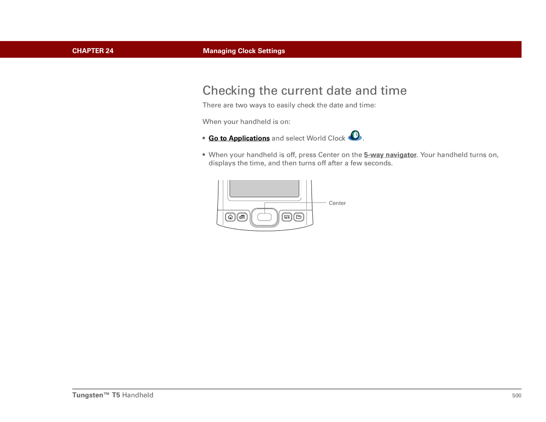 Palm Tungsten T5 manual Checking the current date and time 