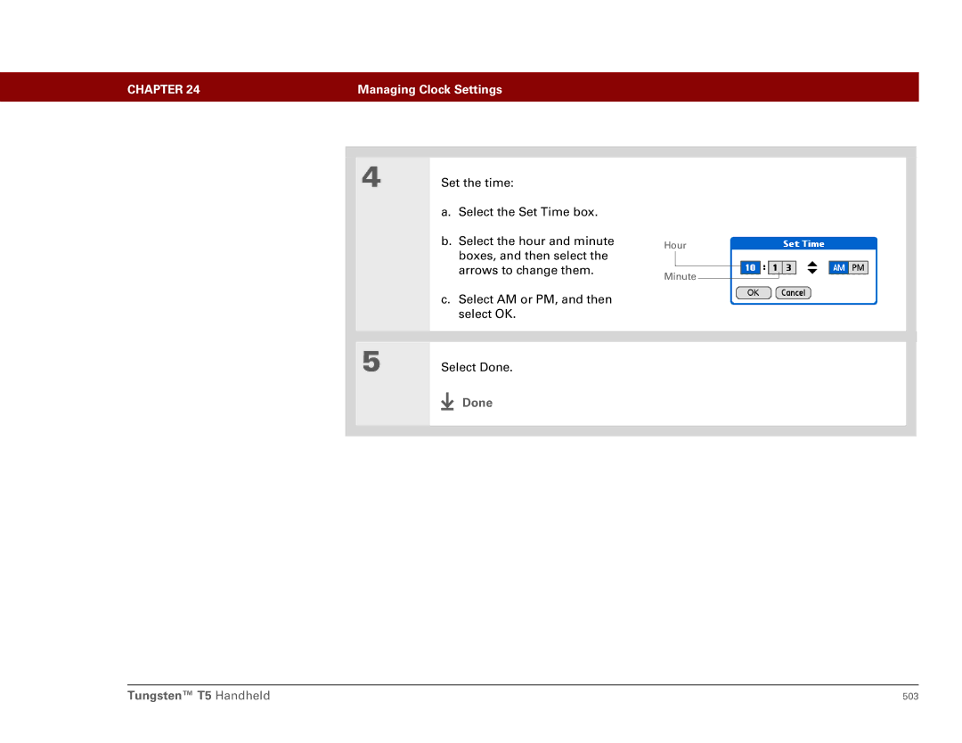Palm Tungsten T5 manual Hour Minute 