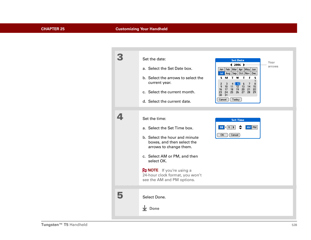 Palm Tungsten T5 manual Hour clock format, you won’t 
