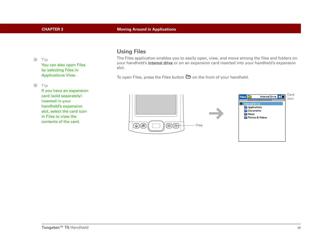 Palm Tungsten T5 manual Using Files 
