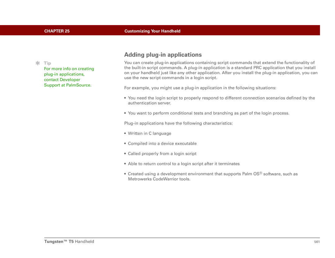 Palm Tungsten T5 manual Adding plug-in applications 