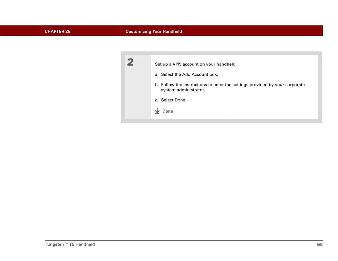 Palm Tungsten T5 manual Set up a VPN account on your handheld 