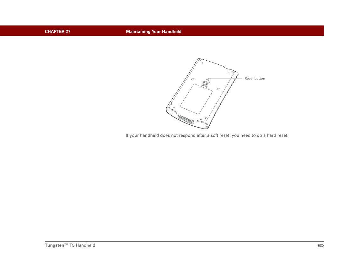 Palm Tungsten T5 manual Reset button 