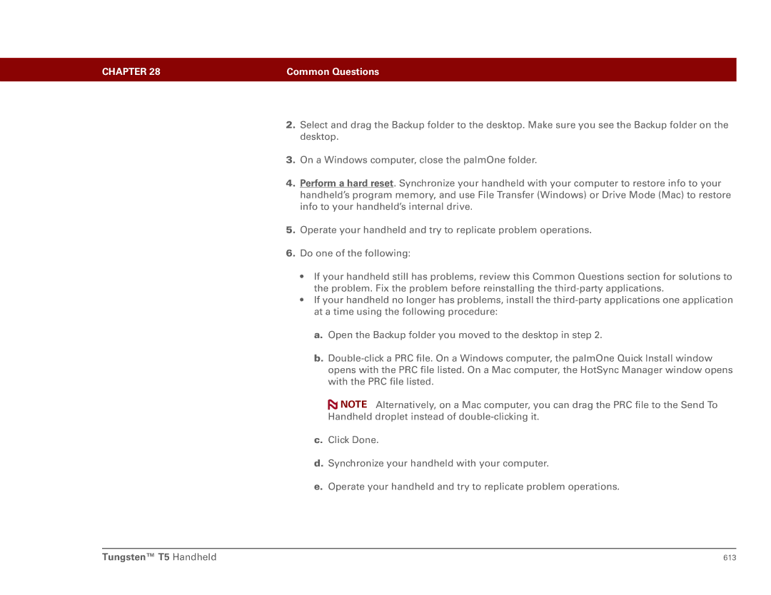 Palm Tungsten T5 manual 613 