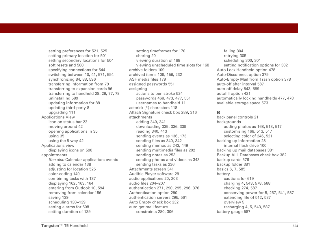 Palm Tungsten T5 manual 624 