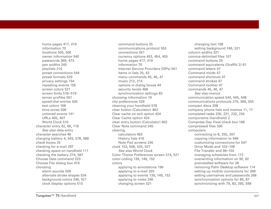 Palm Tungsten T5 manual 627 
