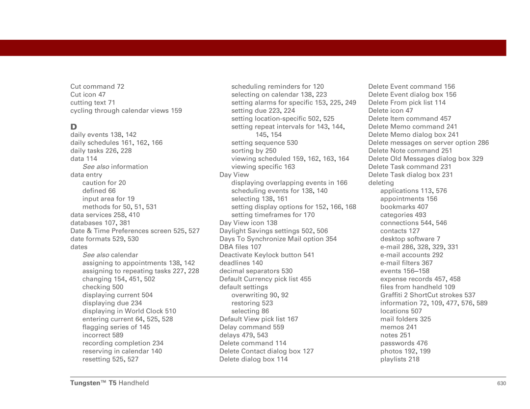 Palm Tungsten T5 manual See also calendar 