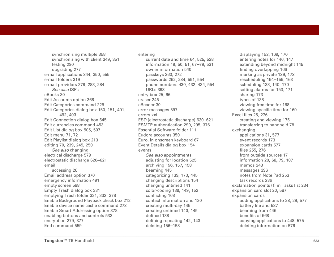 Palm Tungsten T5 manual 633 
