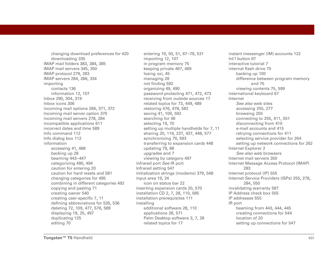 Palm Tungsten T5 manual 637 