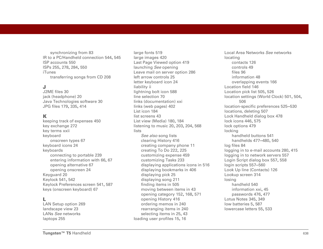 Palm Tungsten T5 manual 638 