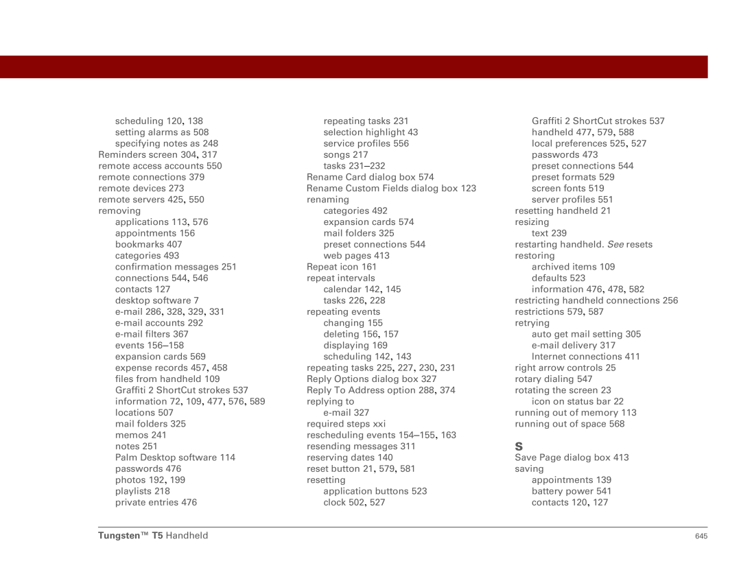 Palm Tungsten T5 manual 645 
