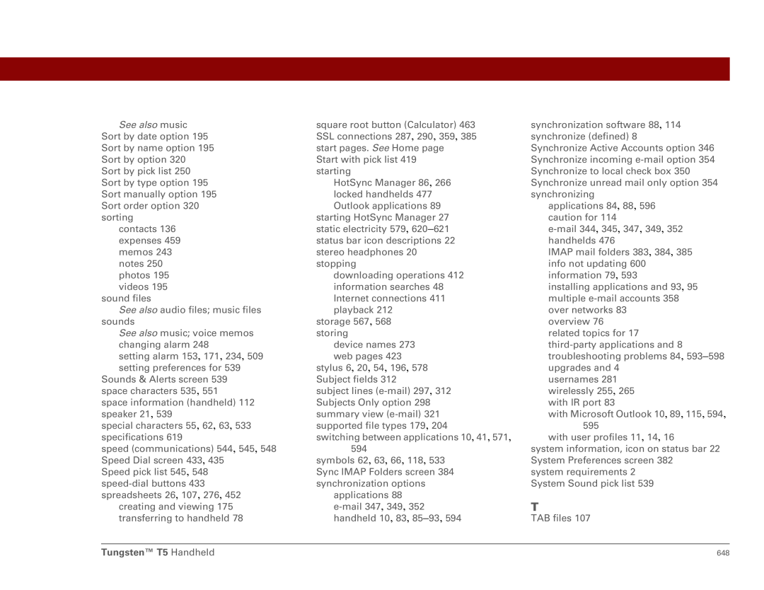 Palm Tungsten T5 manual 648 