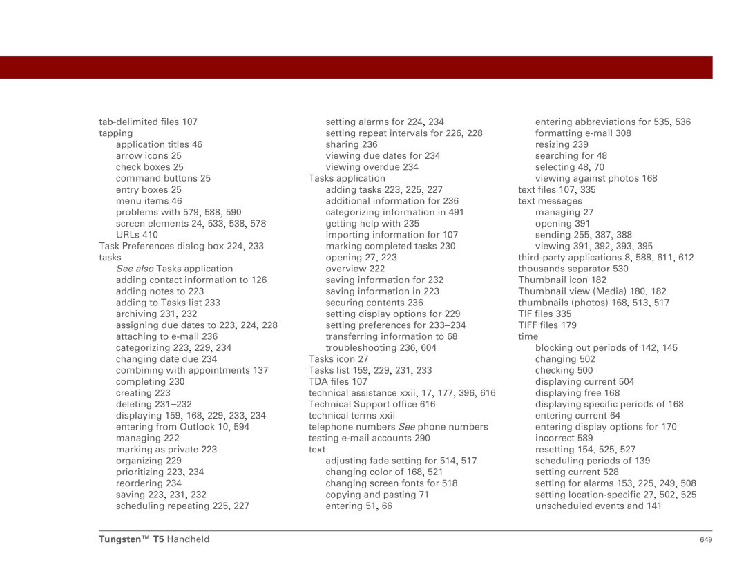 Palm Tungsten T5 manual 649 
