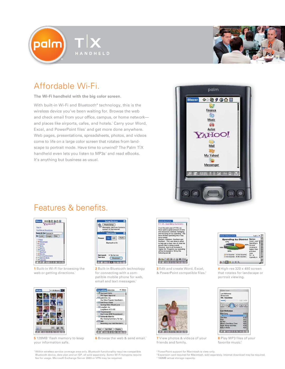 Palm TX manual Affordable Wi-Fi, Features & benefits, Wi-Fi handheld with the big color screen 