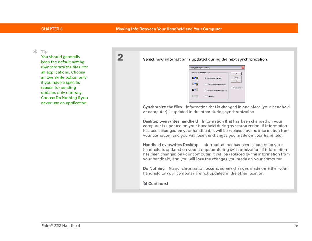 Palm Z22 manual Tip 