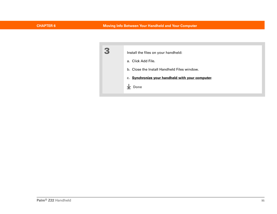Palm Z22 manual Synchronize your handheld with your computer 