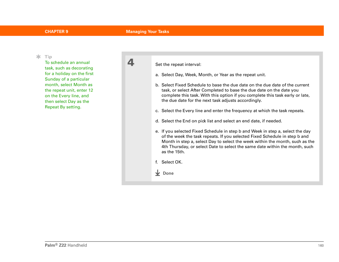 Palm Z22 manual 160 