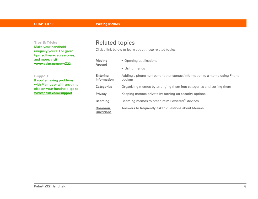 Palm Z22 manual 175 