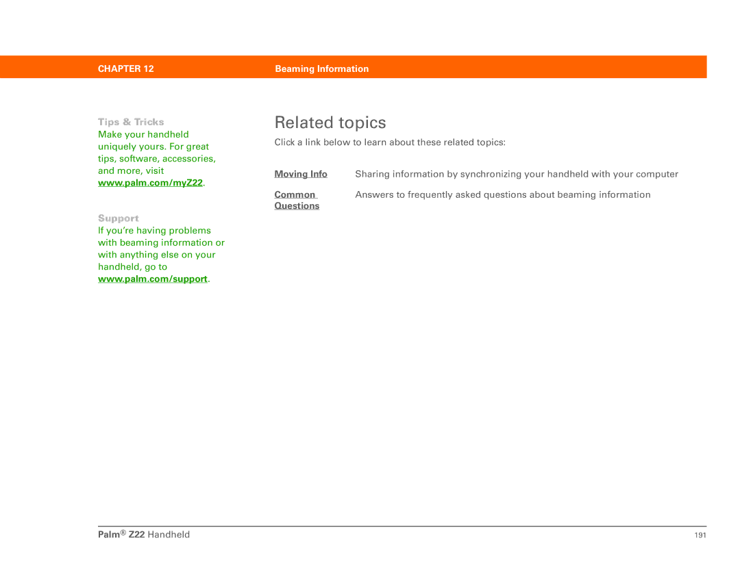 Palm Z22 manual 191 