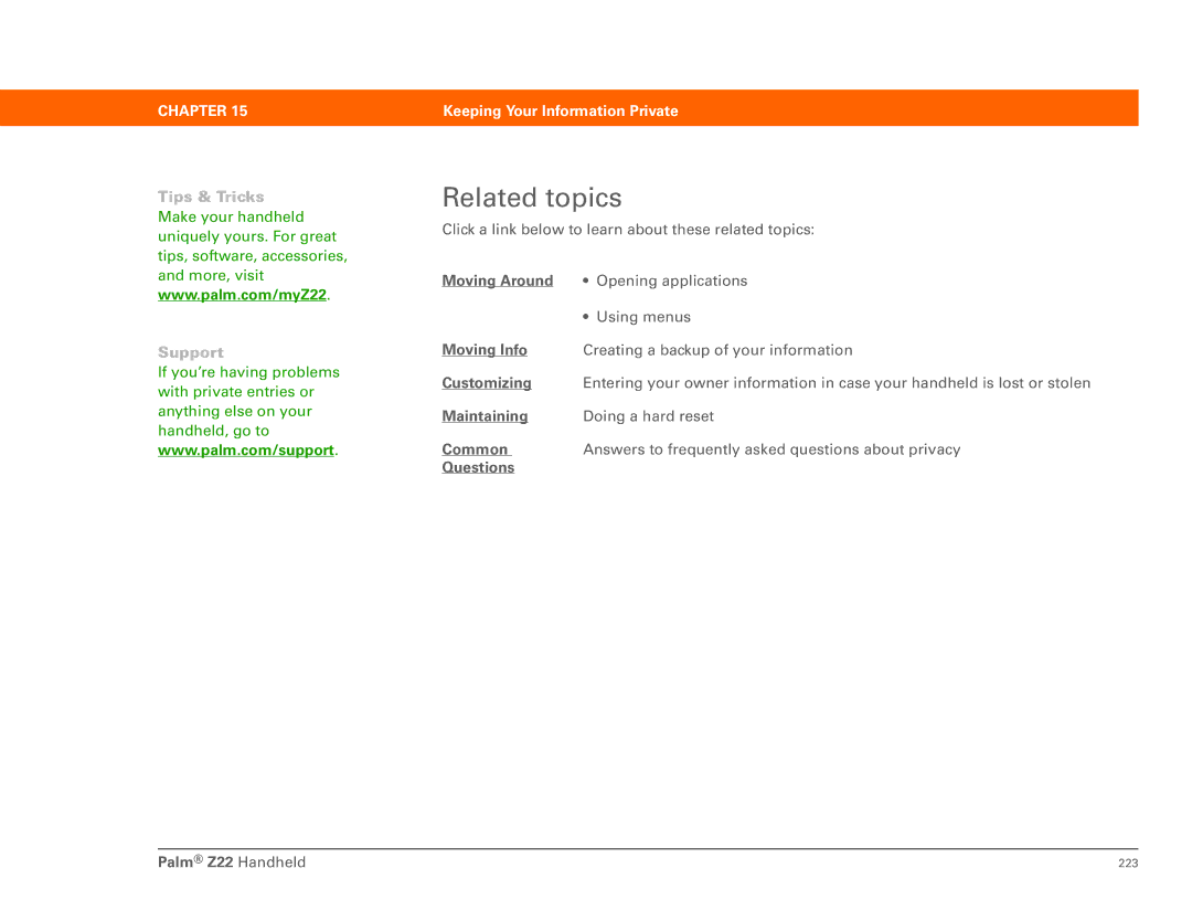 Palm Z22 manual 223 