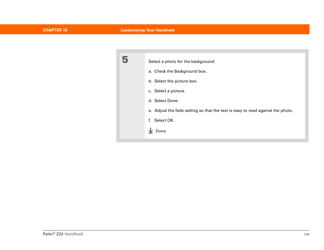 Palm Z22 manual Select a photo for the background 