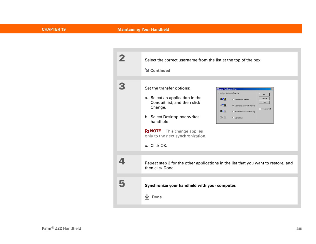 Palm Z22 manual 285 
