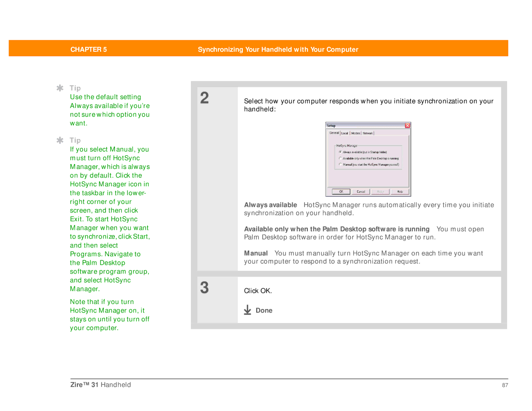 Palm Zire 31 manual Tip 
