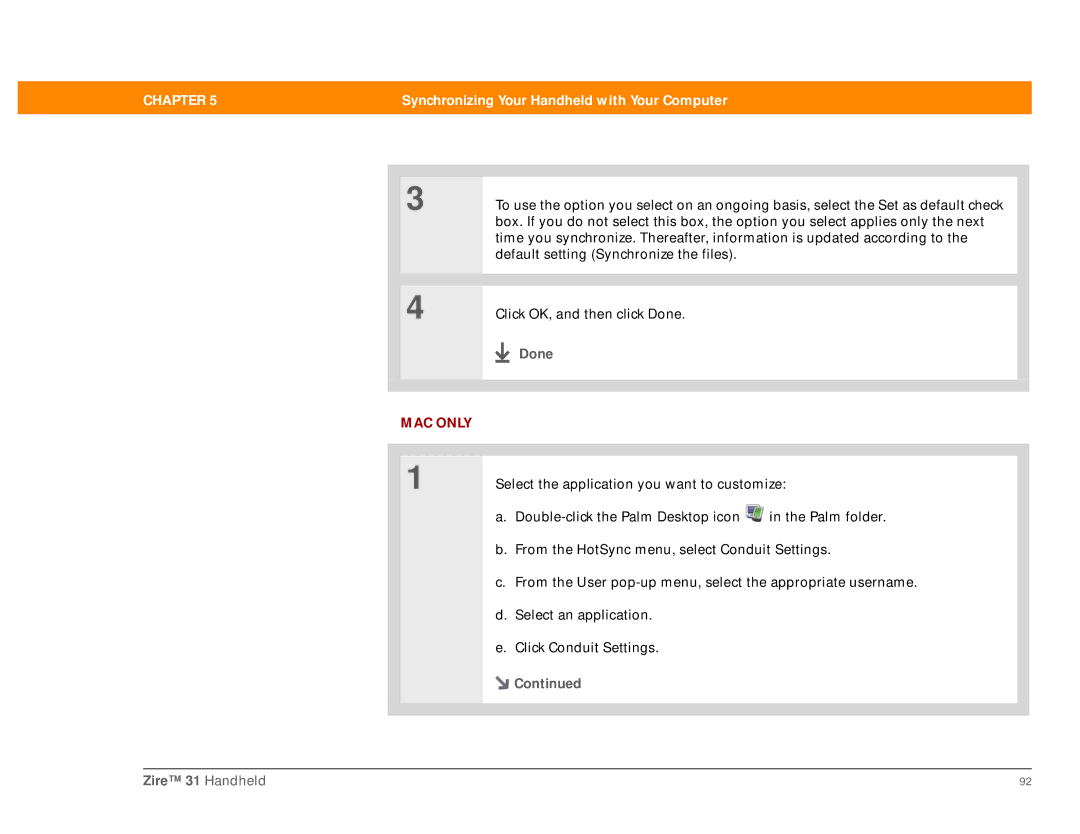 Palm Zire 31 manual MAC only 